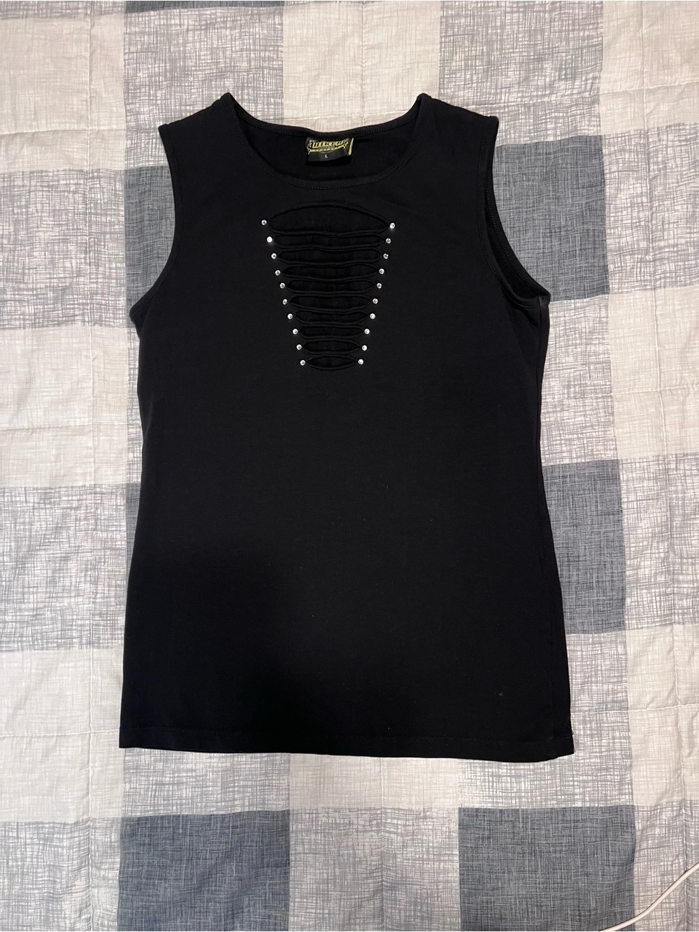 Hollister Black Sleeveless Tank with Motorcycle Graphic